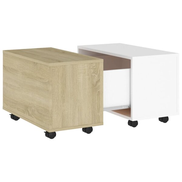 vidaXL Table basse Blanc et chêne sonoma 60x60x38 cm Aggloméré