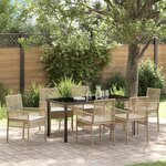 vidaXL Ensemble de salle à manger pour jardin 7 Pièces Beige Poly rotin