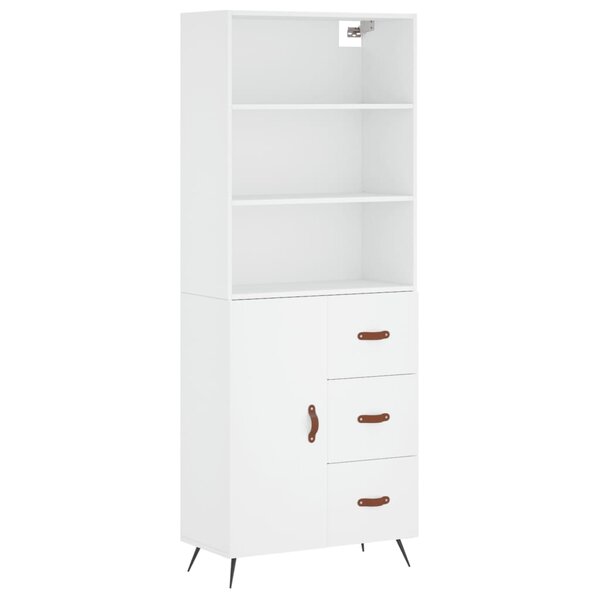 vidaXL Buffet haut Blanc 69 5x34x180 cm Bois d'ingénierie