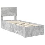 vidaXL Cadre de lit Gris Béton et Argent 70 x 190 cm Bois d'ingénierie
