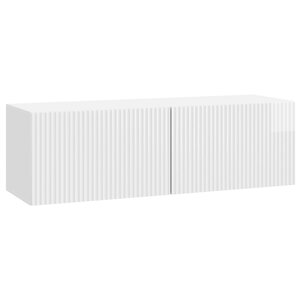 vidaXL Meuble TV mural Montage mural Blanc brillant 98 x 31 x 30 cm