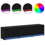vidaXL Meuble TV avec LED en chêne noir 162.5x34x40 cm Bois d'ingénierie