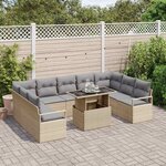 vidaXL Ensemble de canapé de jardin 10 Pièces Beige Poly rotin