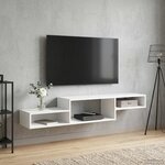vidaXL Meuble TV mural Montage mural Blanc 150 x 28 x 26 cm