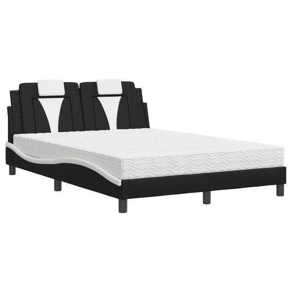 vidaXL Lit avec matelas noir et blanc 140x200 cm similicuir