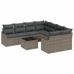 vidaXL Ensemble de canapé de jardin 9 Pièces Gris 55 x 55 x 37 cm