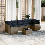 vidaXL Salon de jardin 8 Pièces avec coussins gris résine tressée