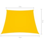 vidaXL Voile de parasol Tissu Oxford trapèze 3/4x3 m Jaune