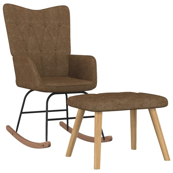 vidaXL Chaise à bascule avec tabouret Taupe Tissu