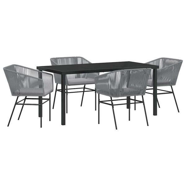 vidaXL Ensemble de salle à manger pour jardin 5 Pièces Gris Poly rotin