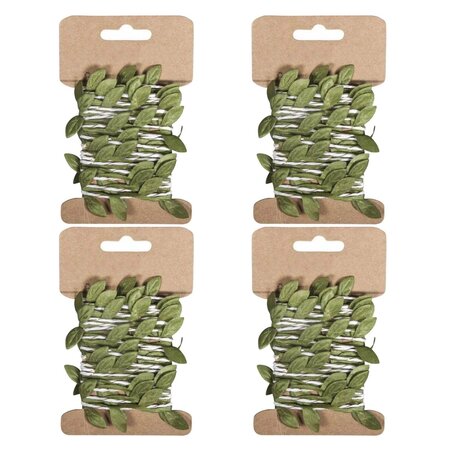 4 guirlandes de feuilles vertes en papier 2 m