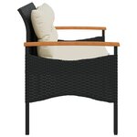 vidaXL Banc de jardin avec coussins 116x62 5x74 cm noir résine tressée
