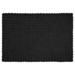 vidaXL Couverture en Fourrure de Lapin Synthétique 4 Pièces Noir