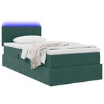 vidaXL Lit avec rangement et LED Vert foncé 90 x 200 cm Velours