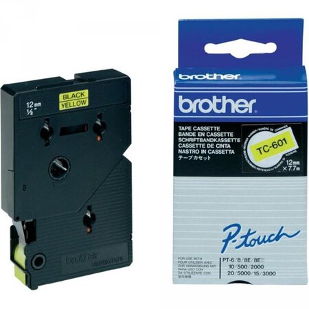 Cassette ruban tc noir/jaune 12mmx7 7m tc601 brother