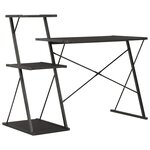 Bureau table poste de travail meuble d'ordinateur informatique étude avec étagère 116 x 50 x 93 cm noir 02_0023478