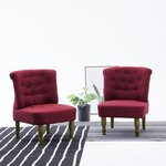 vidaXL Chaises françaises lot de 2 rouge bordeaux tissu