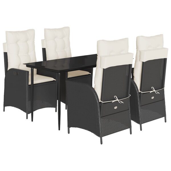 vidaXL Ensemble à manger de jardin coussins 5Pièces Noir Résine tressée