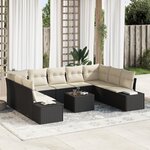 vidaXL Ensemble de Canapés de Jardin 9 Pièces avec Coussins Marron Poly Rattan