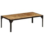vidaXL Table basse Bois massif de manguier brut et acier 110 cm
