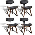 vidaXL Chaises à manger lot de 4 bois courbé et similicuir