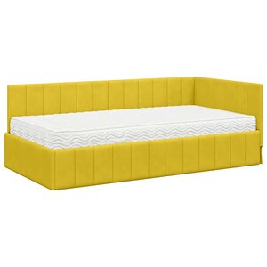 vidaXL Cadre de lit d'angle avec matelas Jaune 90 x 200 cm Velours