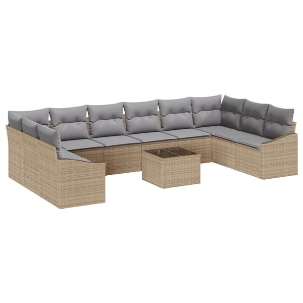 vidaXL Ensemble de canapé de jardin Beige et Gris clair polyrotin