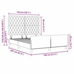 Lit vidaXL Gris clair 140x200 cm Velours