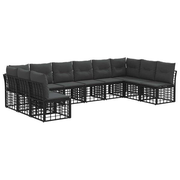vidaXL Ensemble de canapés d'extérieur Noir Polyester