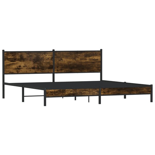 vidaXL Cadre de lit en métal sans matelas chêne fumé 200x200 cm