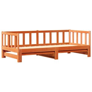 vidaXL Lit Pull-out de Jour Brun cire 203.5 x 164 x 66 cm Pin massif