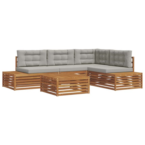 vidaXL Ensemble de canapés d'extérieur 5 Pièce Gris Naturel et Clair
