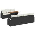 vidaXL Ensemble de canapé de jardin avec coussin 8 Pièces Noir et crème