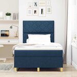 vidaXL Lit à ressorts avec matelas Bleu 120 x 200 cm tissu
