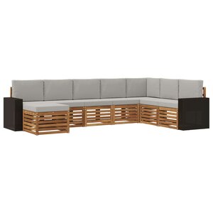 vidaXL Ensemble de canapés d'extérieur 8 pc Naturel et gris clair
