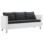 vidaXL Canapé à 3 places Faux cuir Blanc et gris foncé