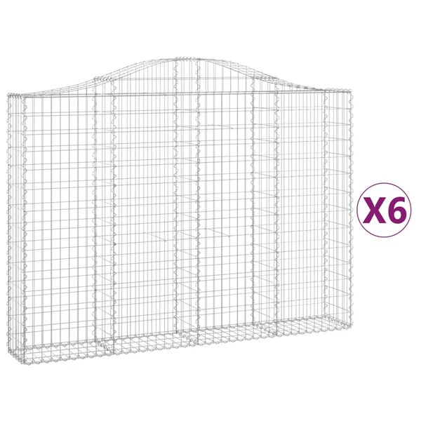 vidaXL Paniers à gabions arqués 6 Pièces 200x30x140/160 cm Fer galvanisé