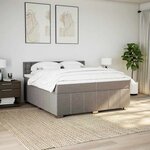 vidaXL Sommier à lattes de lit avec matelas Taupe 200x200 cm Tissu