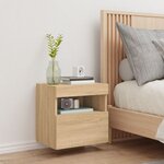 vidaXL Meuble TV mural avec lumières LED chêne sonoma 40x30x40 cm