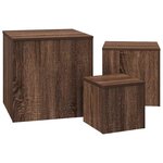 vidaXL Tables d'appoint 3 Pièces Chêne marron Bois d'ingénierie