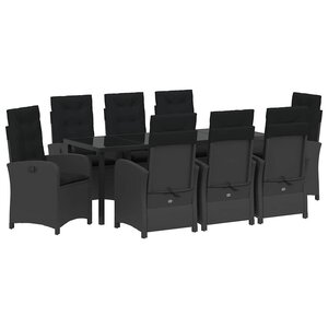 vidaXL Ensemble de salle à manger pour jardin 9 Pièces Noir polyrotin