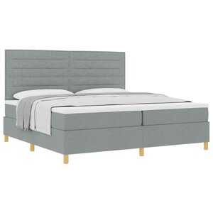 vidaXL Lit à ressorts avec matelas Gris clair 200 x 200 cm tissu