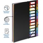 Trieur accordéon 12 compartiments en plastique format A4 - Rainbow Class