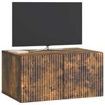 vidaXL Meuble TV mural Chêne fumé 59 5 x 41 x 30 cm Bois d'ingénierie