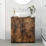 vidaXL Cabinet de salle de bain avec porte Chêne fumé 61 x 35 x 64 cm