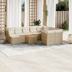 vidaXL Salon de jardin 11 Pièces avec coussins beige résine tressée