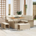 Ensemble de canapé 8 pièces beige en poly rotin