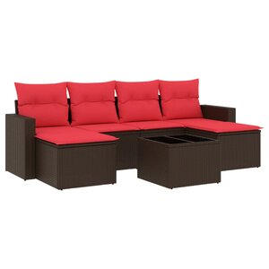 vidaXL Salon de jardin avec coussins 7 Pièces marron résine tressée