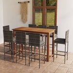 vidaXL Ensemble de bar de jardin avec coussins 9 Pièces Gris