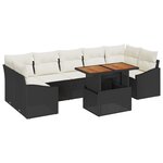 vidaXL Ensemble de canapé de jardin 8 pièces avec coussins Noir Poly Rotin